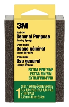 3M™ Sanding Sponge 907-ESF, Dual Grit Block, Extra Fine/Fine