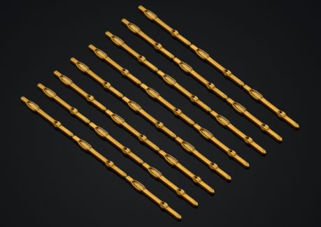 Gold-plated continuous pins with locating features